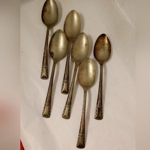 6 Camelia Spoons Silverplated Flatware Silverware Replacement